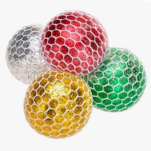 Pelota Squish Ball En Malla Con Escarcha Apretar Colores