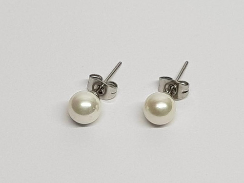 Imagen 1 de 2 de Aros Acero Quirurgico Cardinal Perla Blanca 6mm