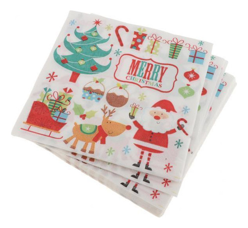 4x20pcs Feliz Natal Papai Noel Guardanapo De Papel