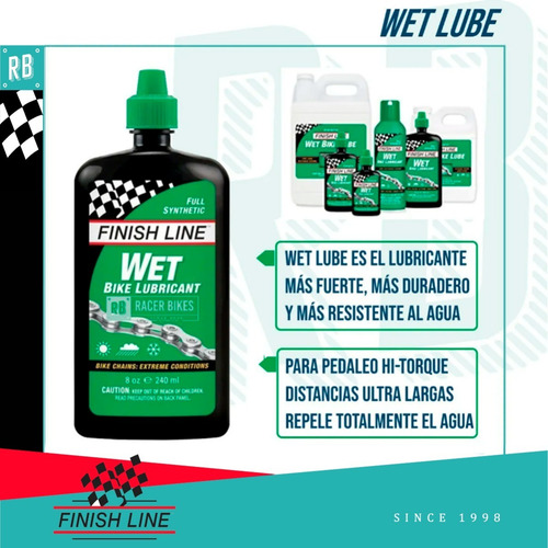 Imagen 2 de 10 de Aceite Lubricante Bicicleta Finish Line Humedo 240ml - Racer Bikes