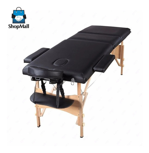 Camilla portátil para masajes de madera color negro ShopMall CM001 