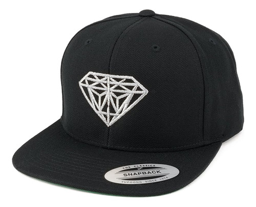 Gorra Snapback Con Visera Plana Bordada Con Diamantes Negra