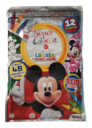 Super Colorea Con Mickey Mouse Con Stickers Y Crayones
