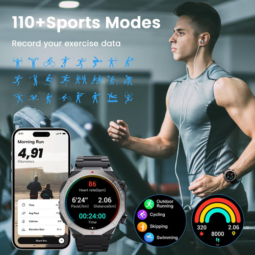 Reloj Inteligente Cillso Military S10 De 1,39 Pulgadas Con Frecuencia Cardíaca Ip68 Android