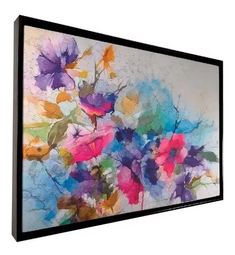 Set Cuadros Flores Colores Vivos Modernos En Lienzo Canvas