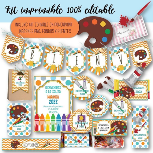 Kit Imprimible Vuelta Al Cole Mod. 1 100% Editable Candy Bar