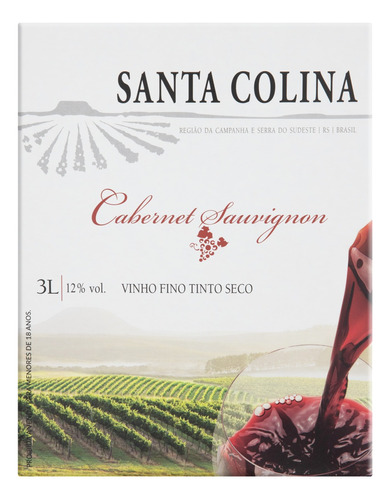 Vinho Cabernet sauvignon Santa Colina adega Cooperativa Agroindustrial Nova Aliança em bag in box 3 L