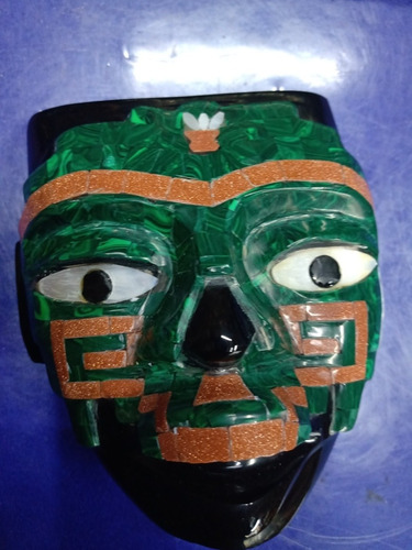 Mascara Funeraria De Obsidiana Con Incrustación Artesanía 