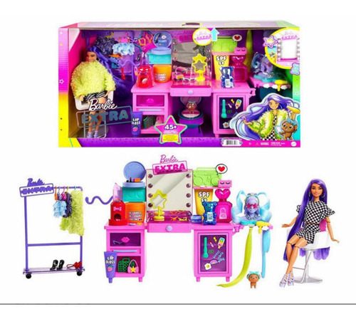 Barbie Extra Muñeca Y Set De Tocador Fashion Con Accesorios