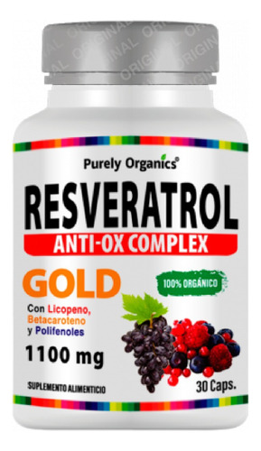 Resveratrol Anti-ox Complex Gold | 30 Caps | Antioxidante Sabor Sin sabor