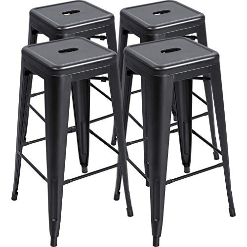 Furmax 30 Pulgadas Taburetes De Bar De Metal Negro Taburetes