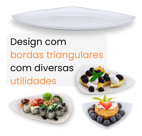 Conjunto 4 Pratos De Sobremesa 18,3cm Triangular / Melamina