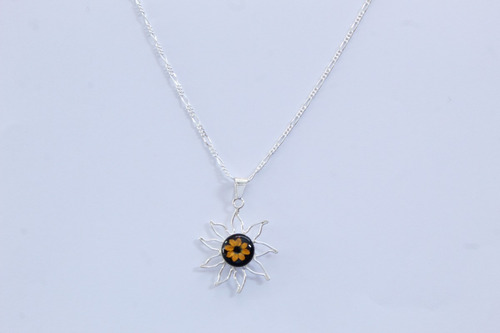 Nuevo Collar Plata Ley 925 Girasol Lindo Sol Estrella C615