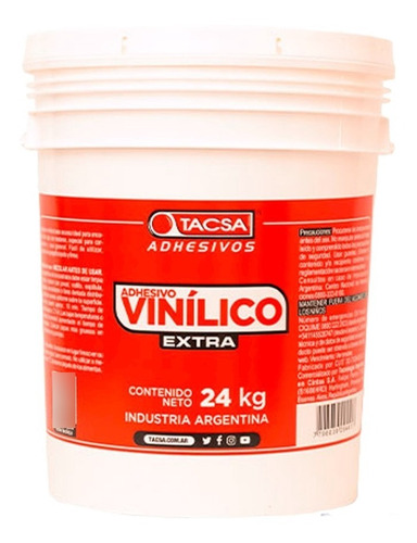 Cola Carpintero Tacsa Adhesivo Vinilico Carpinteria X 24 Kg.