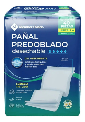 Pañal Predoblado Para Adulto 40 Piezas Mm