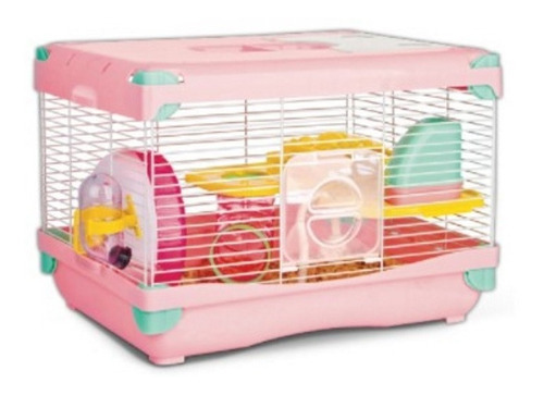 Jaula Plástica Hamster Land Anti-mordidas C/bebedero Sunny Color Rosa