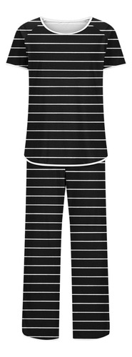Conjunto De Pijama A Rayas Para Mujer, Ropa De Dormir De Dos