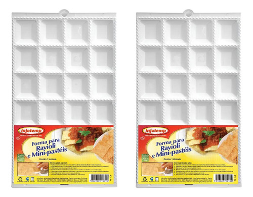 Forma Injetemp Mini Pastel Ravioli Fabricado Em Plástico Branco - Kit De 2