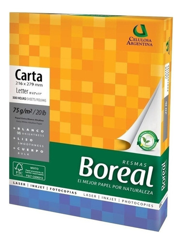 Papel Boreal Carta 500 Hojas (min 50)