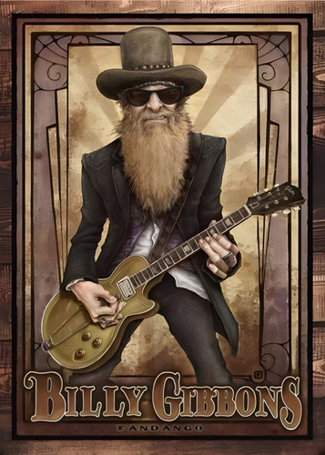 35# Cuadro 30x40 Billy Gibbons Vinilo Mdf Listo P/ Colgar