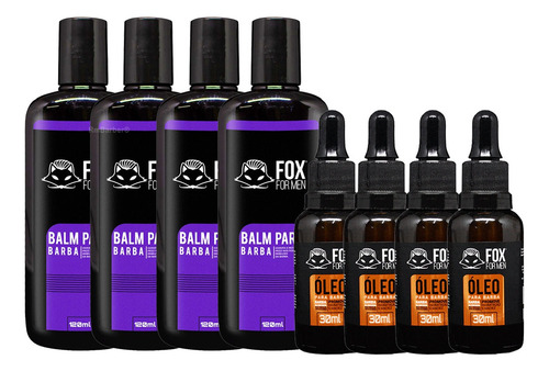 4 Un Óleo Para Barba Fox For Men + 4 Un Balm Para Barba