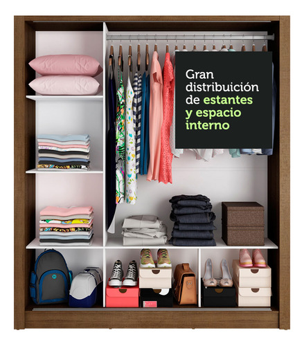 Ropero Closet Madesa Monaco 3 Puertas 2 Espejos M