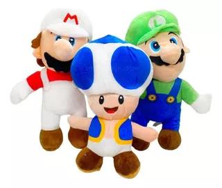 Peluches Super Mario Bros Luigi Toad Honguito Combo X3 Juego