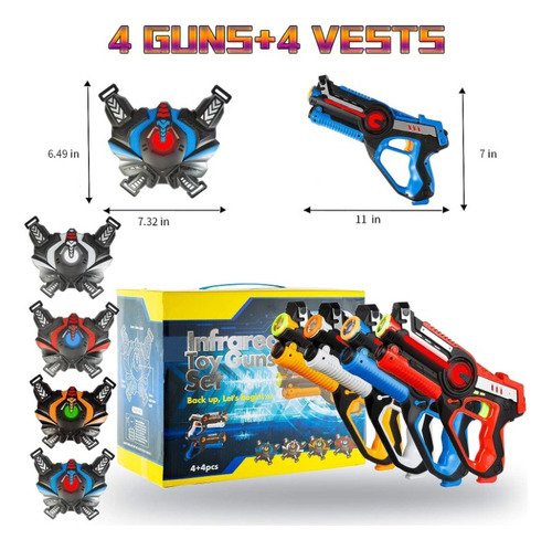 Juego Láser Tag Grandes Con Pistola Y Chaleco 4 Jugadores