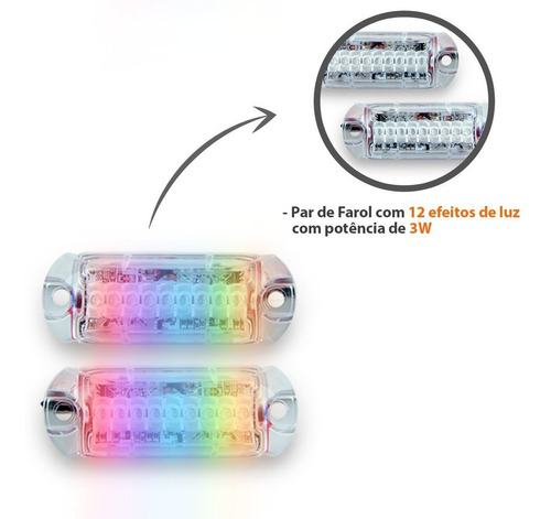 Imagem 6 de 9 de Kit Strobo Rítmico Ajk Com Controle 3° Geração 2 Faróis