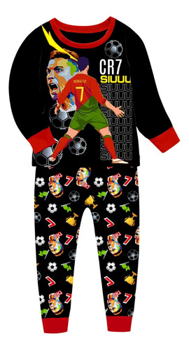 Pijama Suave De Manga Larga Con Estampado Cr7 Para Niños