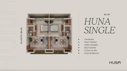 Departamento(huna Single) En Venta En Huna, Cholul