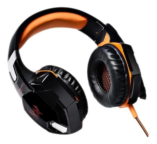 Imagen 5 de 5 de Audífonos gamer Kotion G2000 negro y naranja con luz LED