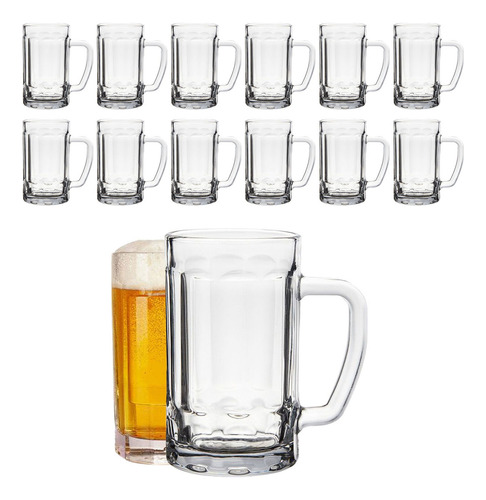 Conjunto Com 24 Canecas De Chopp Cerveja De Vidro 500ml