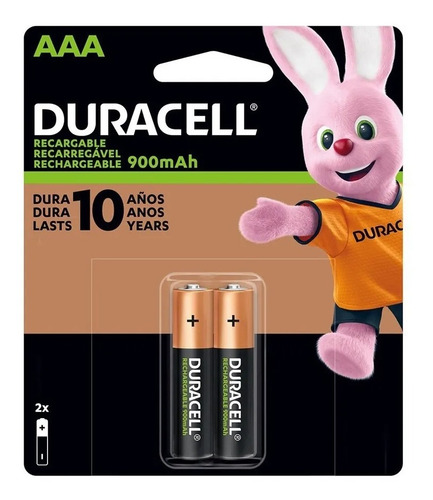 Duracell Pila Recargable Aaa 900mah C/2pz. 1.2v