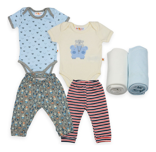 Set 2 Cobijas 2 Pantalones 2 Pañaleros Bebé