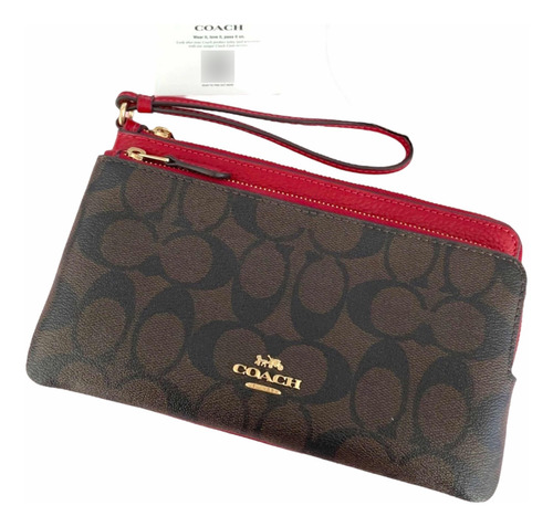 Wristlet Cartera Mujer Coach Doble Cierre Original C5576