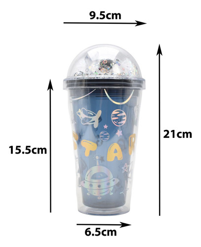 Vaso Plastico Tapa Con Adorno Y Popote Astronauta Sm22hat230