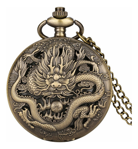 Reloj De Bolsillo Dragones  | Reloj Estilo Antiguo Quartz