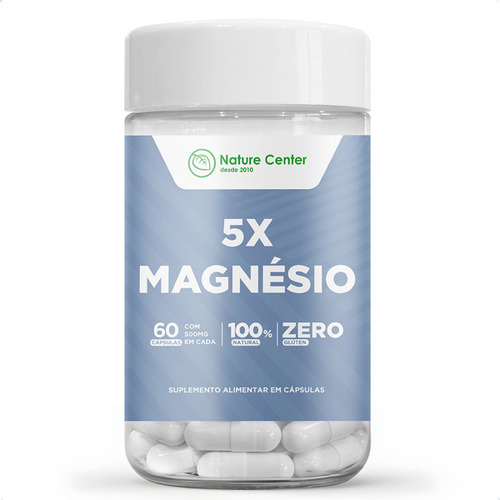 5x Magnésio - 60 Capsulas - Nature Center Sabor Sem Sabor