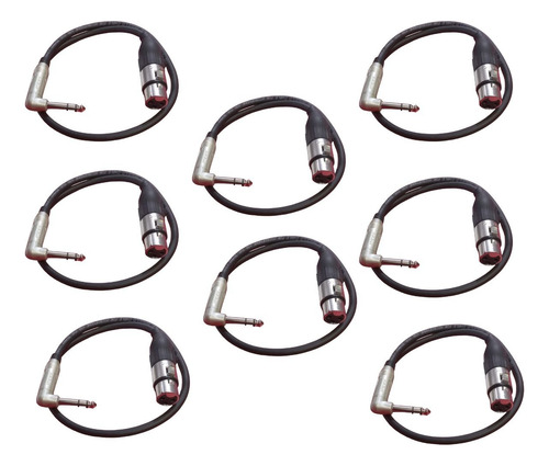 Kit 8 Cabos Microfone Xlr F Sto Ângelo P10 Str 90o Amphe 1m
