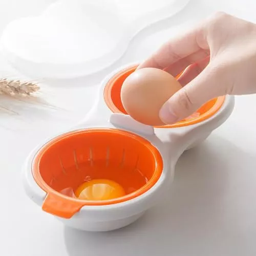 Máquina de huevos para microondas con 2 cavidades utensilios de