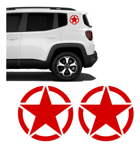 Par Adesivo Estrela Militar Jeep Renegade Vermelho- Genérico