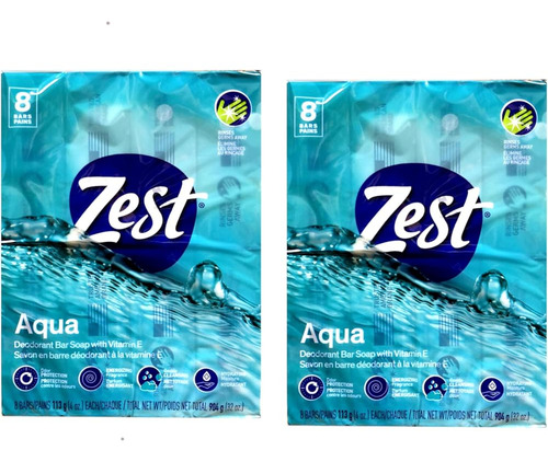 Jabón En Barra Zest Aqua Barras De 4 Onzas, 16 Unidades