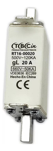 Fusible Nh Tamaño 000 20a 500v Curva Gl 120ka Tbcin