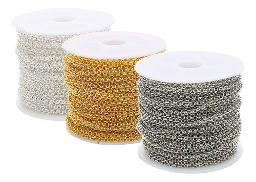 3 Piezas 10 Yardas / Rollo De Pulsera Collar Cadenas