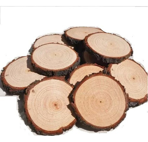 Paquete 3 Rodajas De Madera De 20 A 22 Cm, Acabado Natural