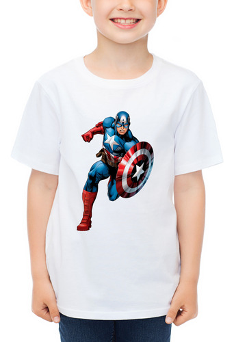 Playera Infantil Adulto Capitan America Superheroe 