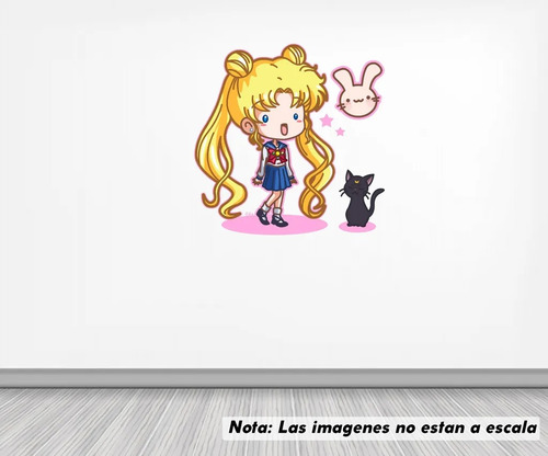 Vinil Sticker Pared 150cm Sailor Moon Luna Chibi 13b