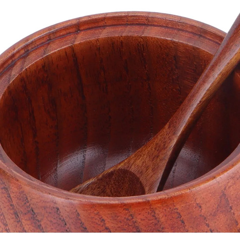 Bote De Madera For Condimentos, Caja De Sal, Cuchara, Tarro