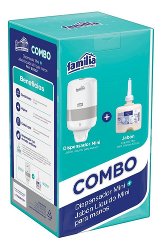 Combo Dispensador De Jabón Líquido Plástico Blanco Familia